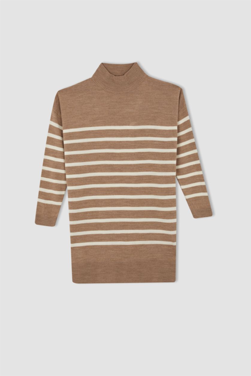 FEMME Beige Tunique Coupe Régulière Col montant