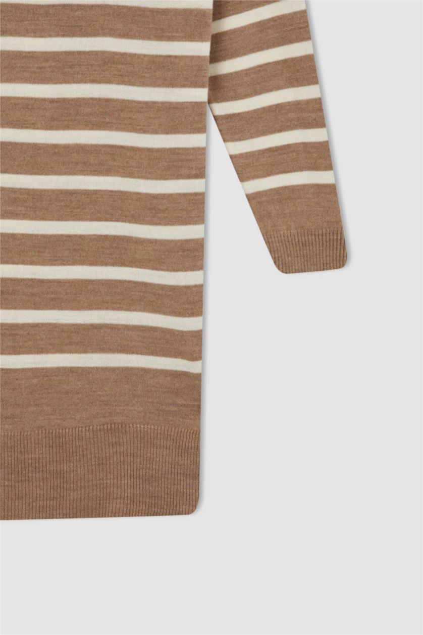 FEMME Beige Tunique Coupe Régulière Col montant