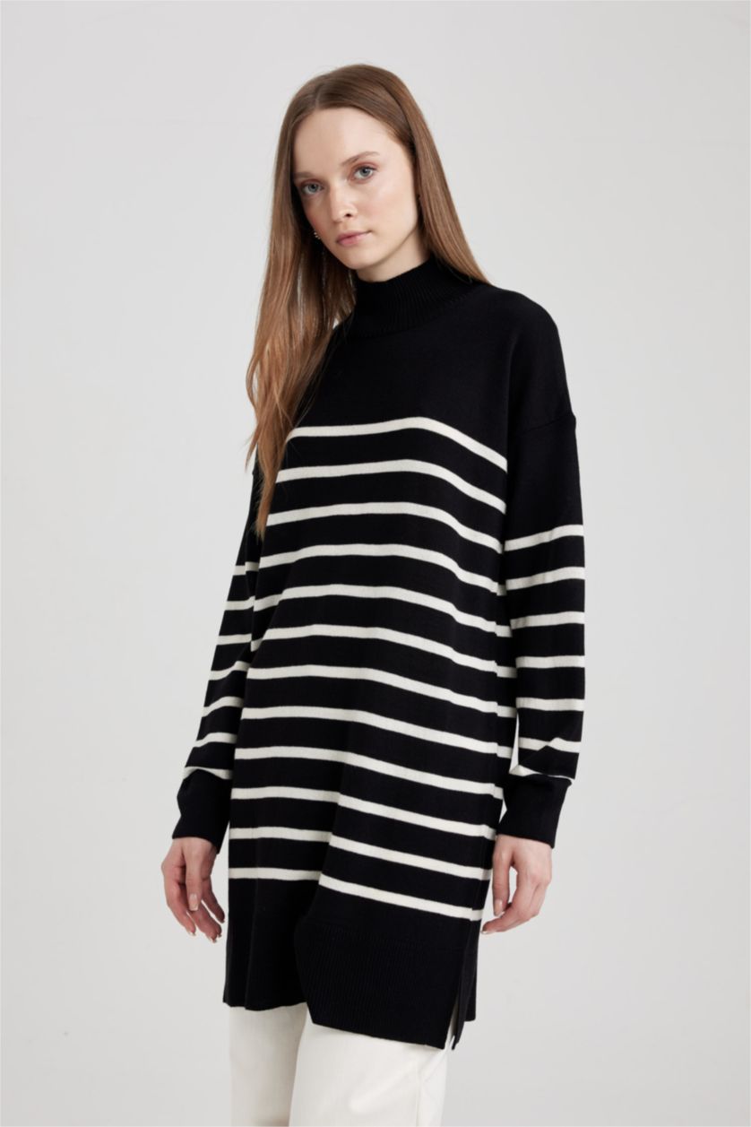 FEMME Noir Tunique Coupe Régulière Col montant