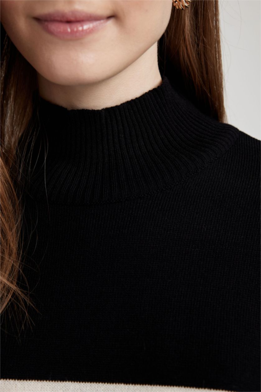 FEMME Noir Tunique Coupe Régulière Col montant