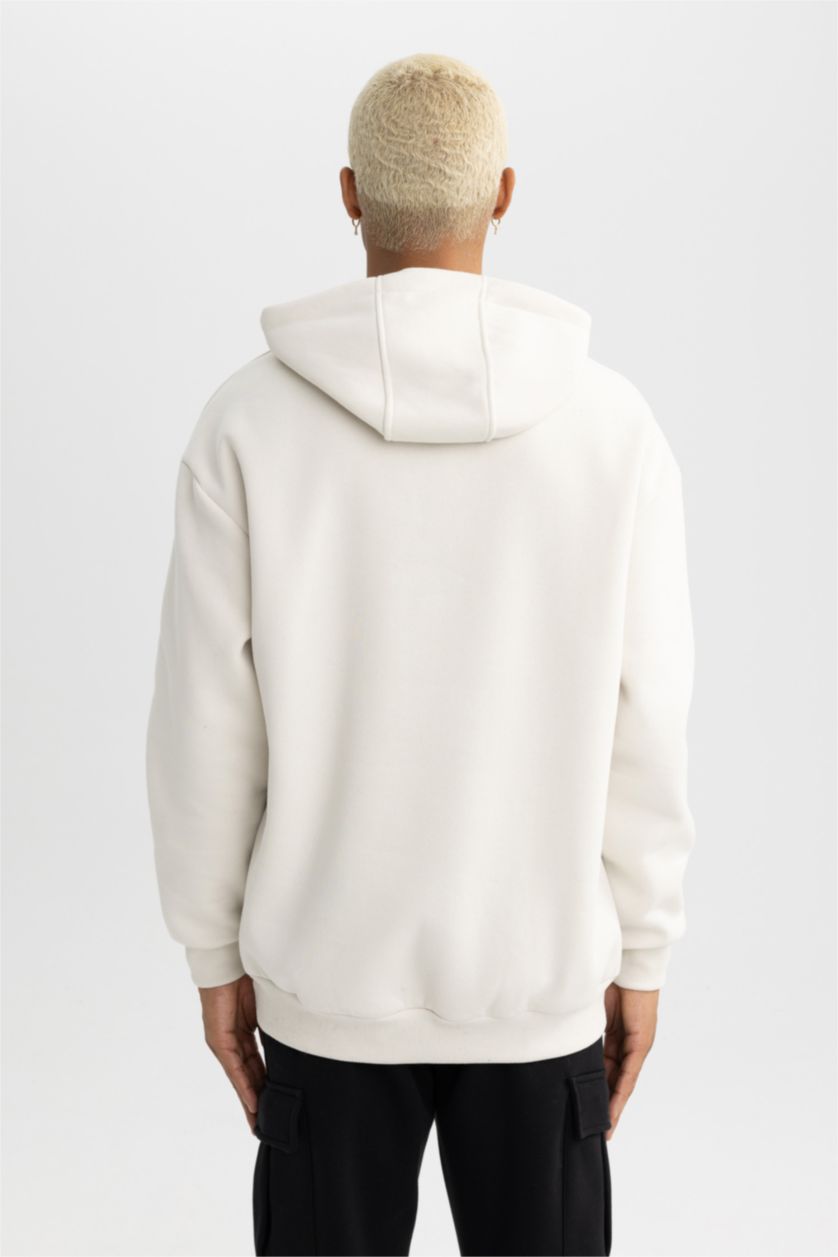 Erkek Taş Boxy Fit Kalın Kumaş Sweatshirt
