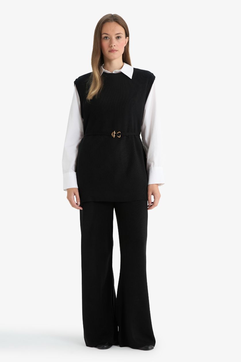 FEMME Noir Pantalon noir Coupe décontractée