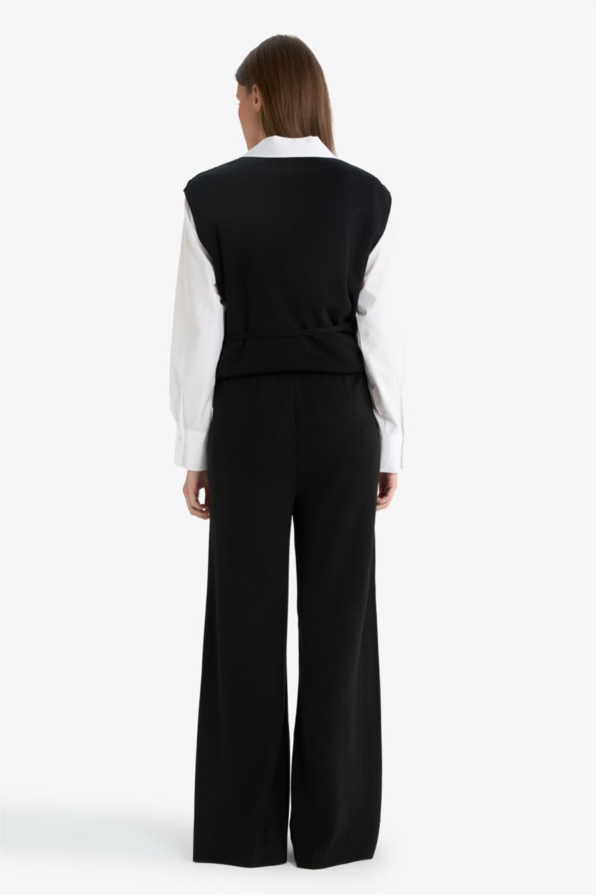 FEMME Noir Pantalon noir Coupe décontractée