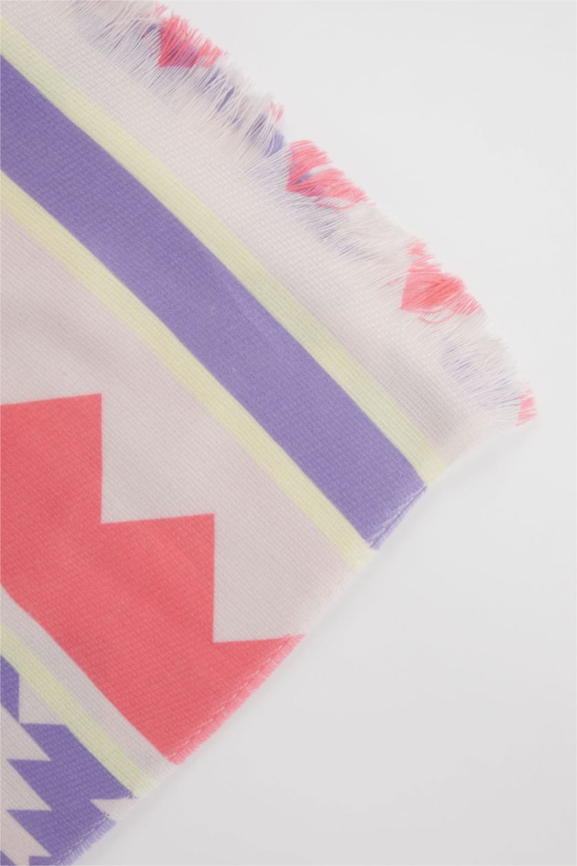 Kadın Açık Mavi Kadın Desenli Atkı