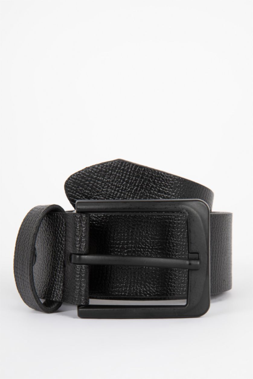 MAN Black Faux Leather Belt