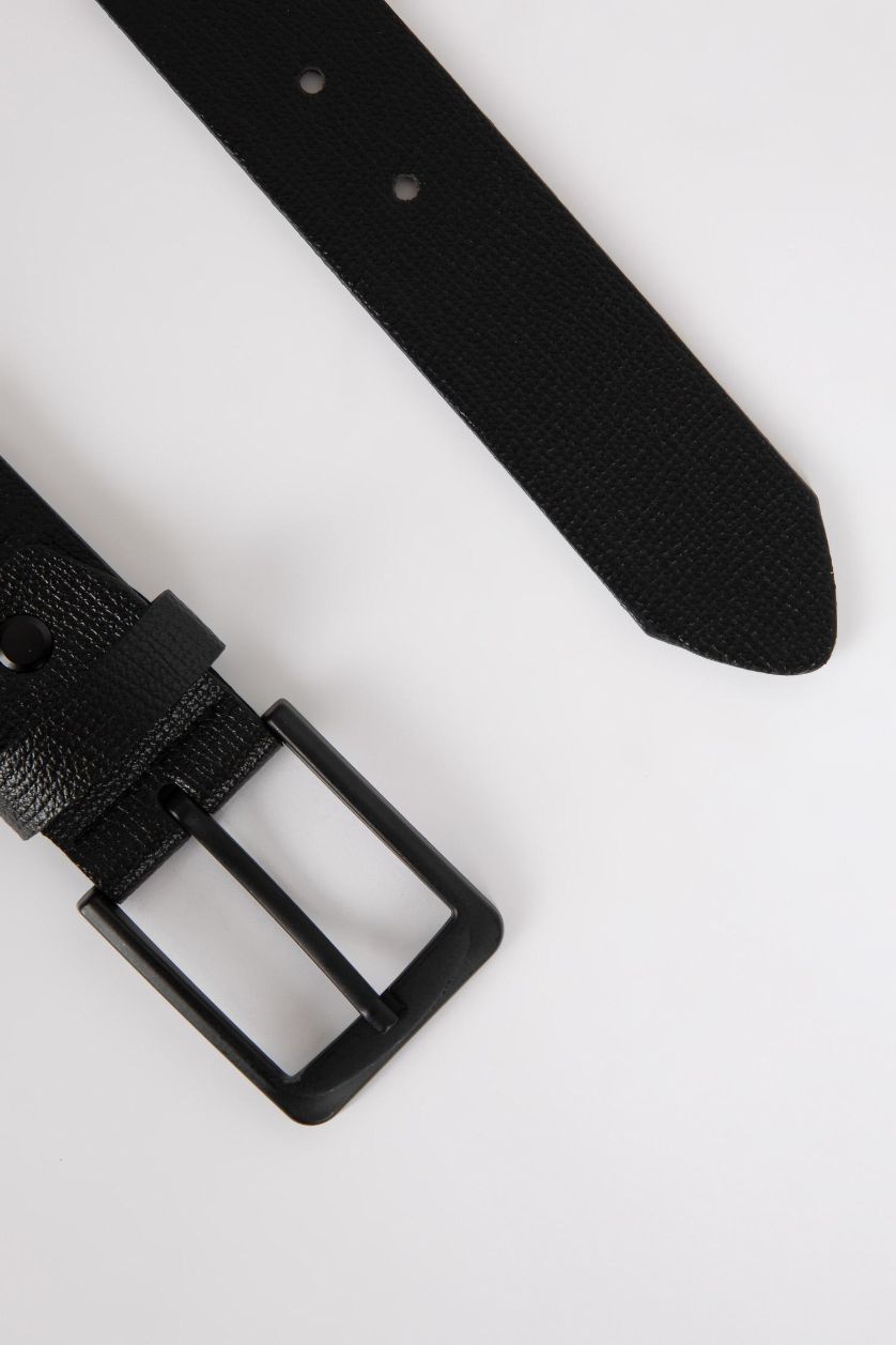 MAN Black Faux Leather Belt