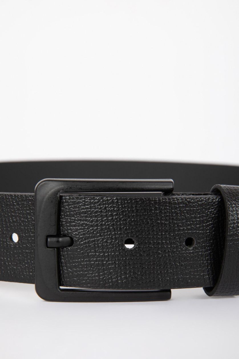 MAN Black Faux Leather Belt