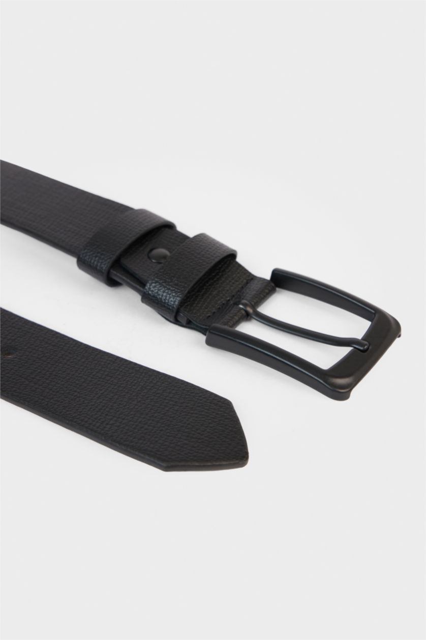 Erkek Siyah Erkek Dikdörtgen Toka Suni Deri Jean Kemeri