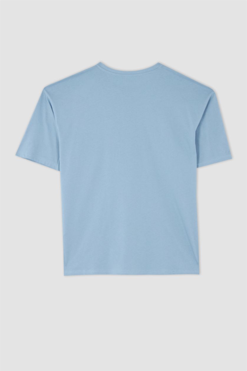 HOMME Bleu T-Shirt Ample İmprimé À Col Rond