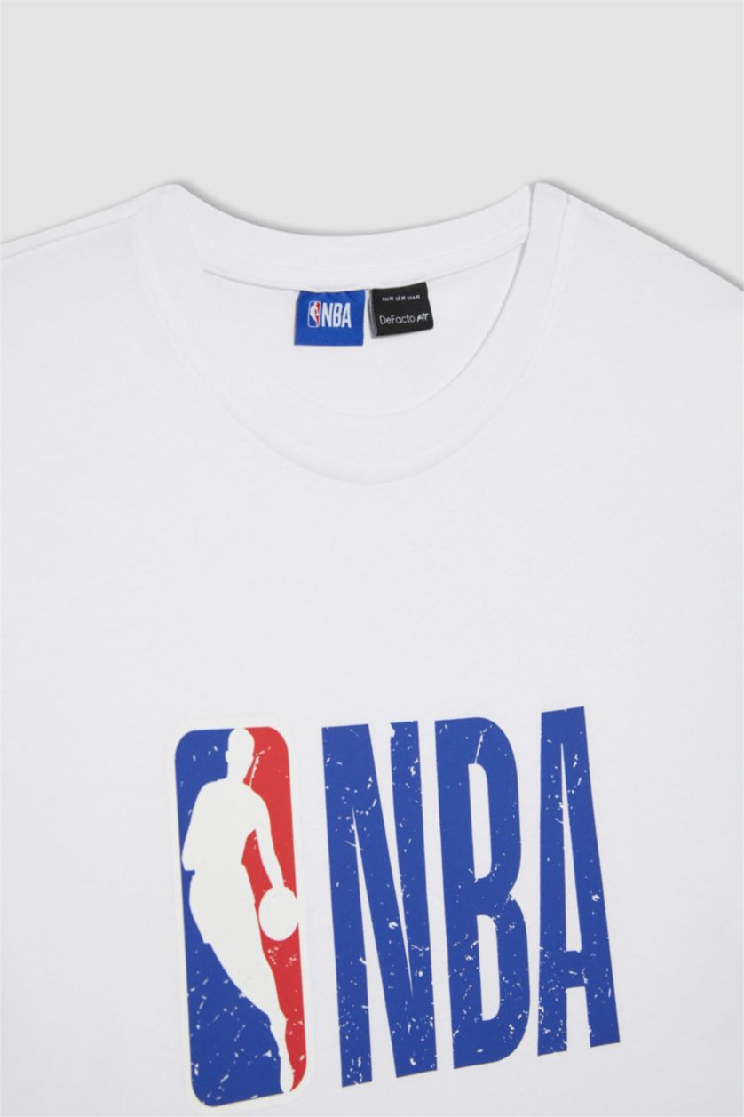 MAN White DeFactoFit NBA Wordmark Regular Fit Crew Neck T-Shirt
