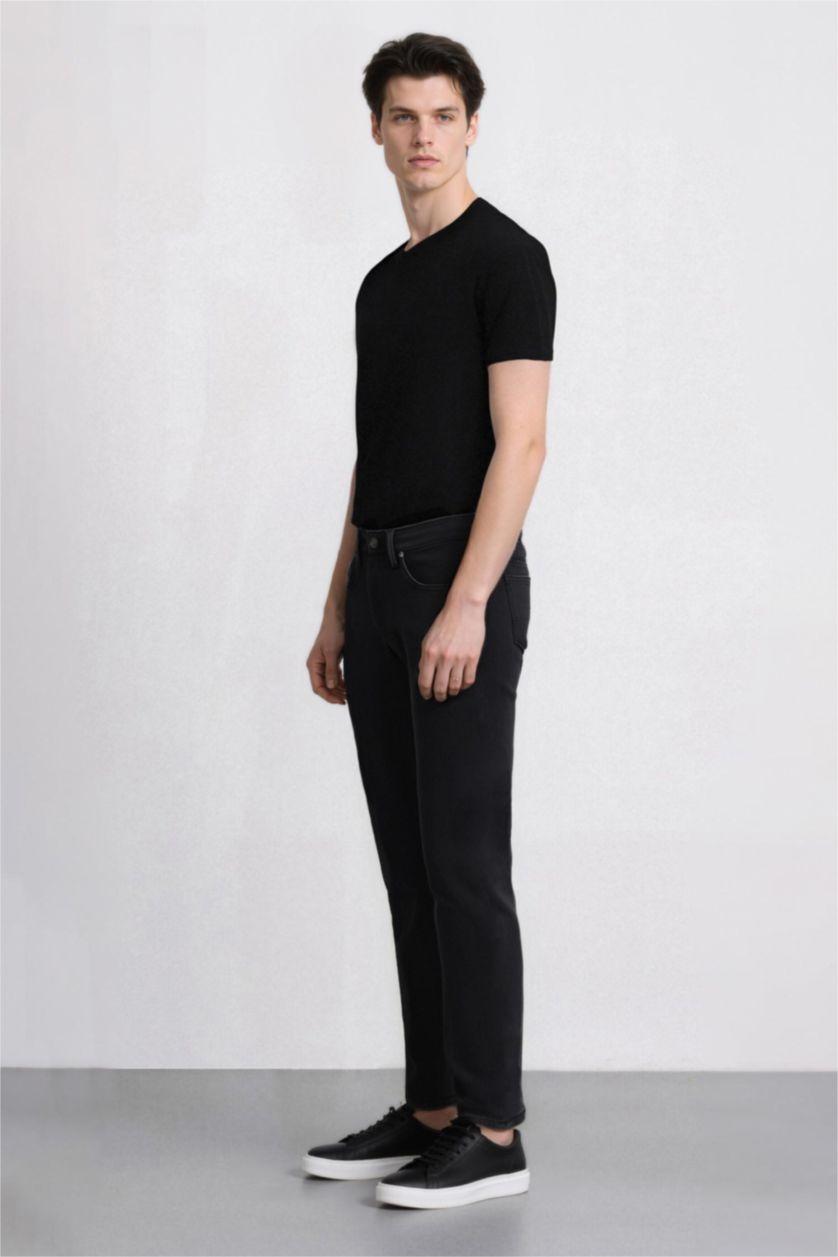 رجال أسود Sergio Regular Fit Regular Hem Jeans