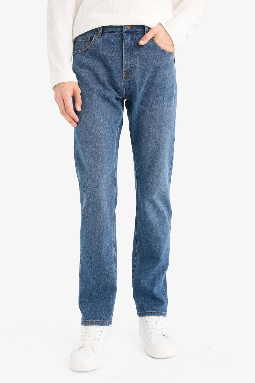 Man Blue Sergio Regular Fit Regular Hem Denim Trousers