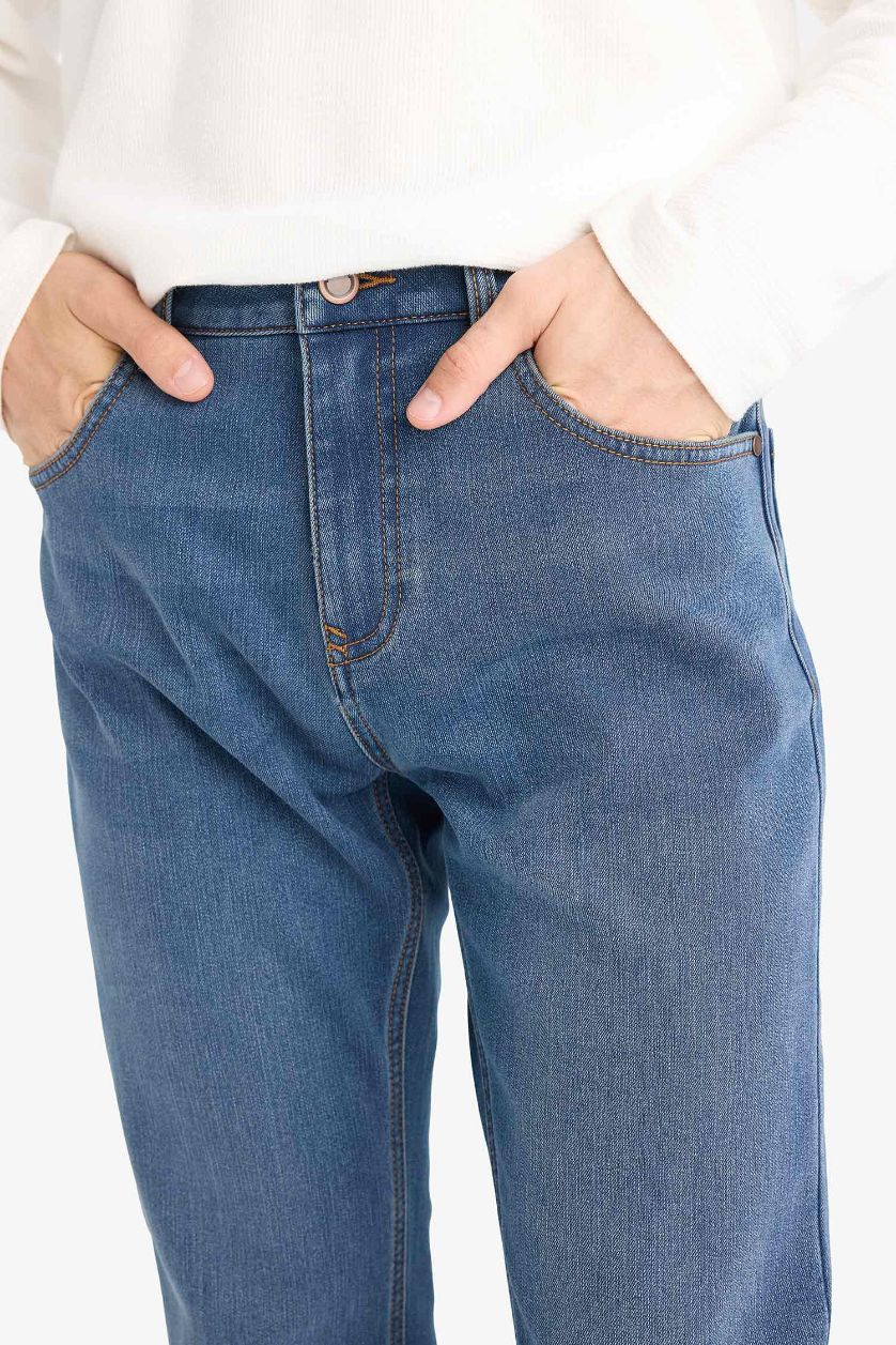 Man Blue Sergio Regular Fit Regular Hem Denim Trousers