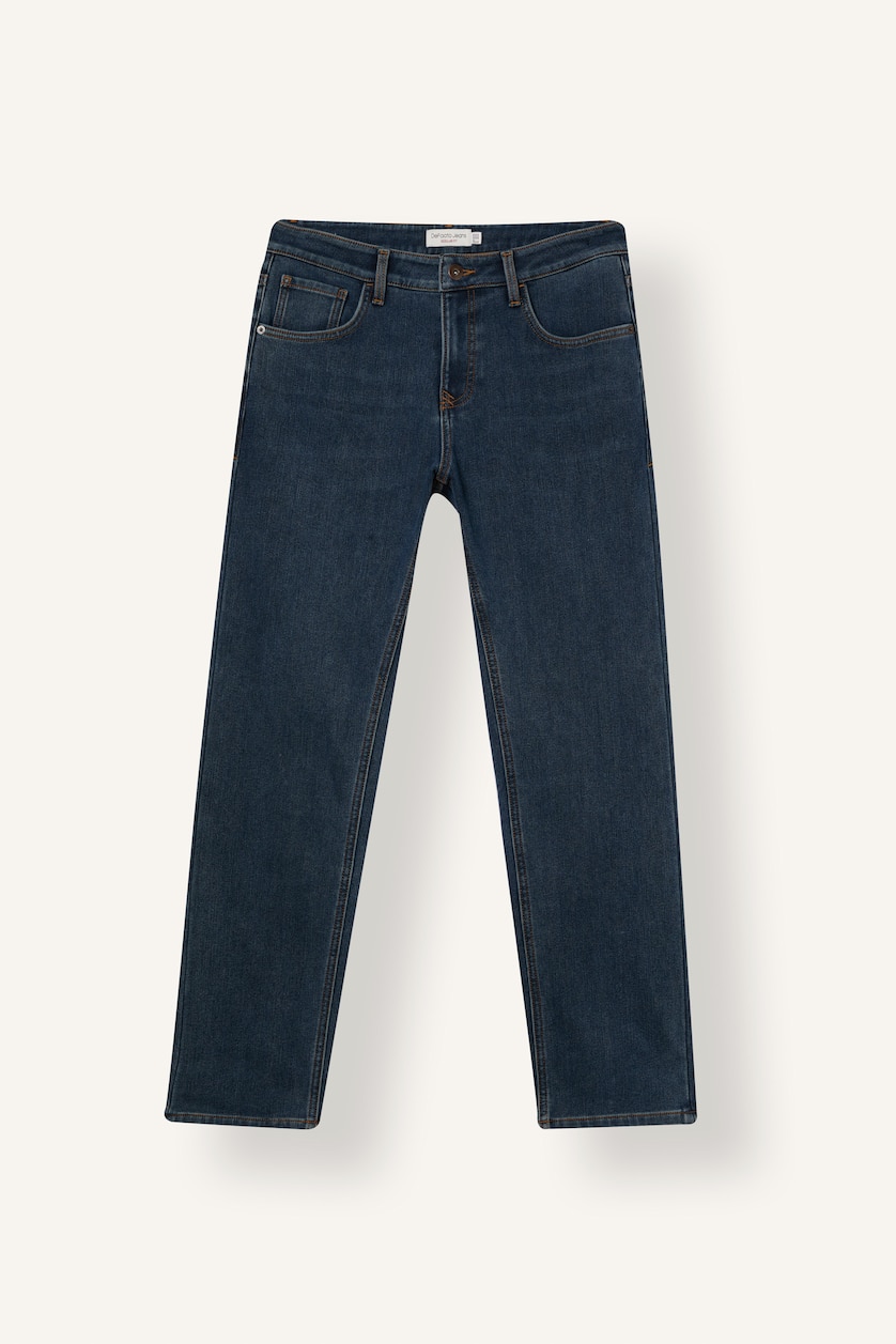 HOMME Bleu Jean droit à taille normale Coupe régulière