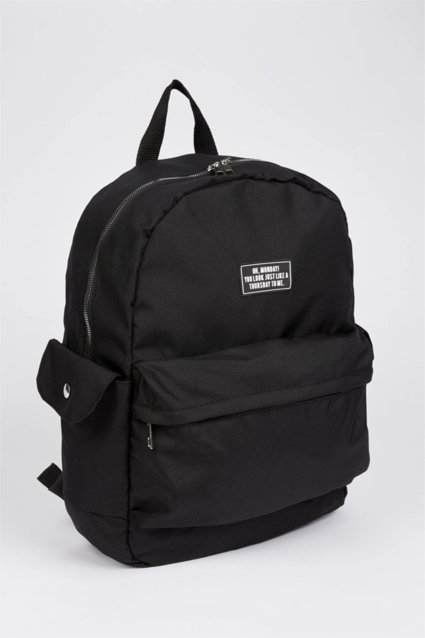 Kadın Siyah Unisex Kendini Onaran Su Geçirmez Baskılı Büyük Okul Sırt Çantası