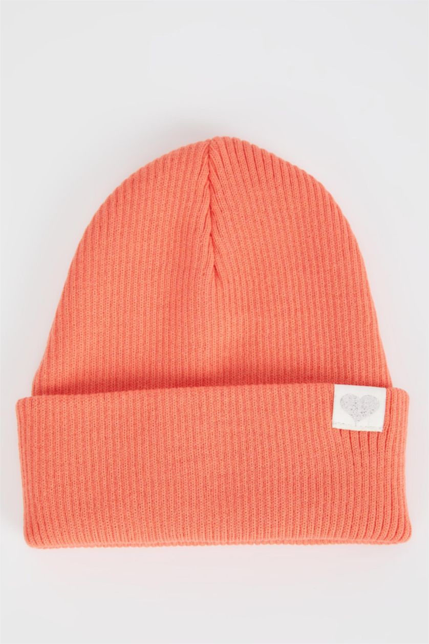 FILLES Orange Clair Bonnet d'hiver Basique Fille