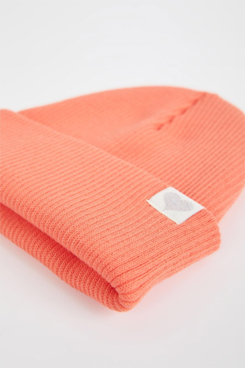 FILLES Orange Clair Bonnet d'hiver Basique Fille
