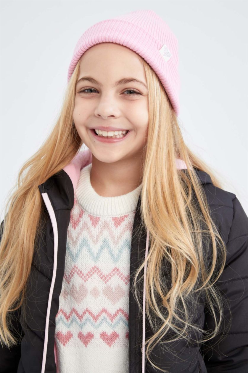 FILLES Rose Clair Bonnet d'hiver Basique Fille