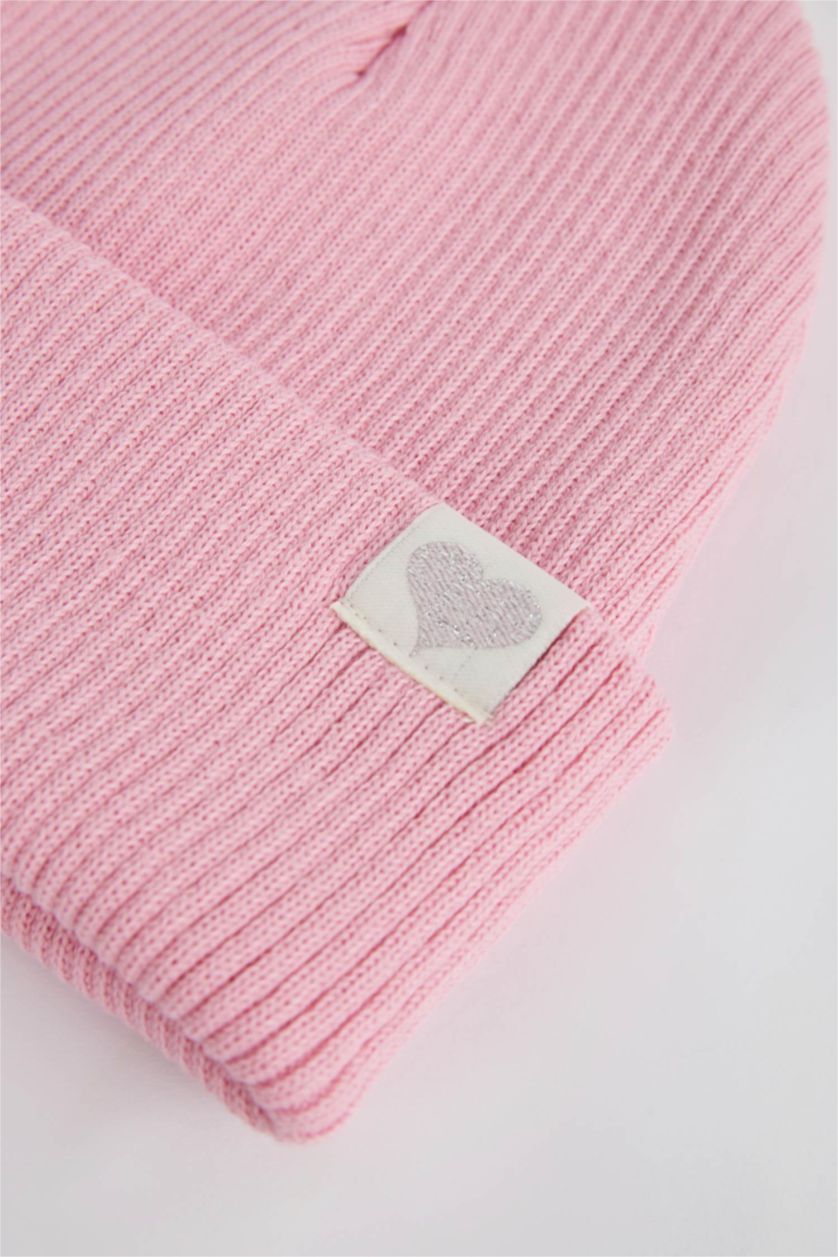 FILLES Rose Clair Bonnet d'hiver Basique Fille