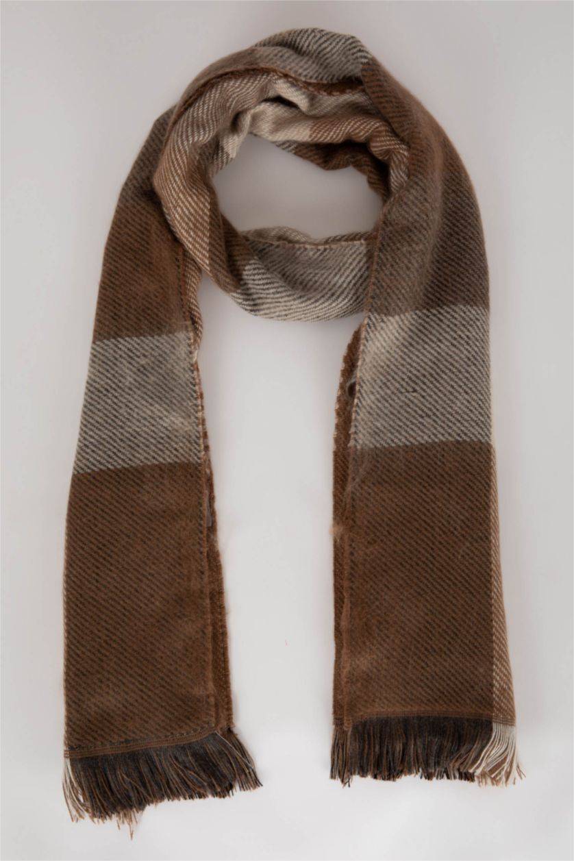 HOMME Marron Écharpe à motif carré pour homme