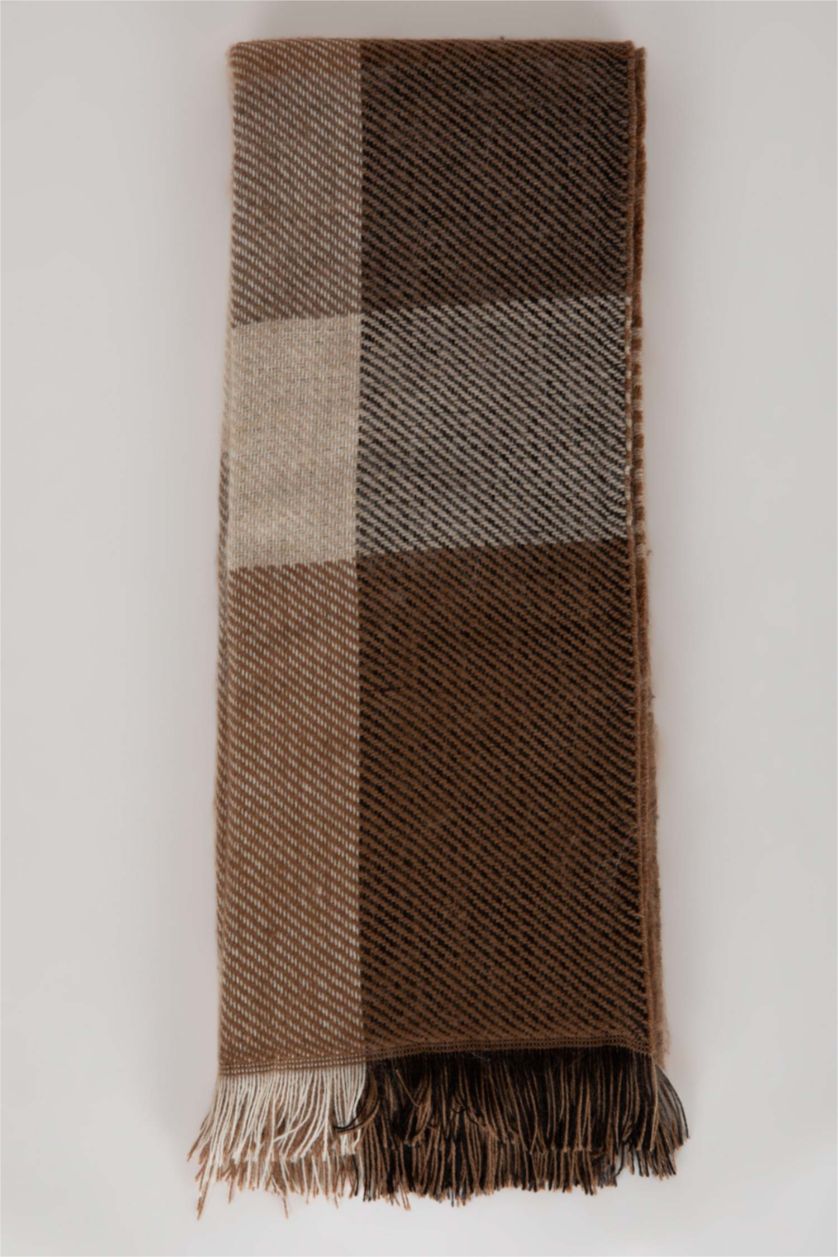 HOMME Marron Écharpe à motif carré pour homme