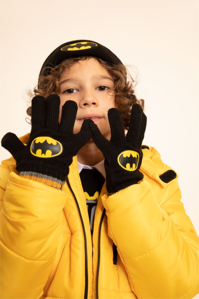 Erkek Çocuk - Genç Erkek Siyah Erkek Çocuk Batman Triko Eldiven