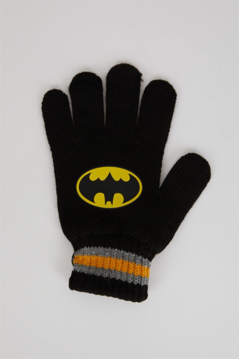 Erkek Çocuk - Genç Erkek Siyah Erkek Çocuk Batman Triko Eldiven