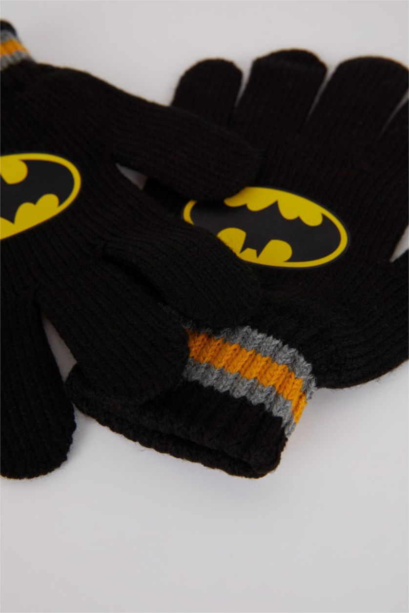 Erkek Çocuk - Genç Erkek Siyah Erkek Çocuk Batman Triko Eldiven