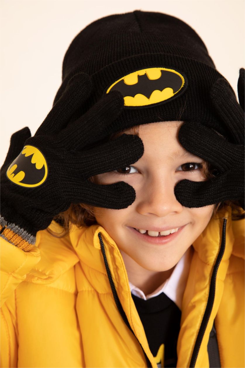 Erkek Çocuk - Genç Erkek Siyah Erkek Çocuk Batman Triko Eldiven