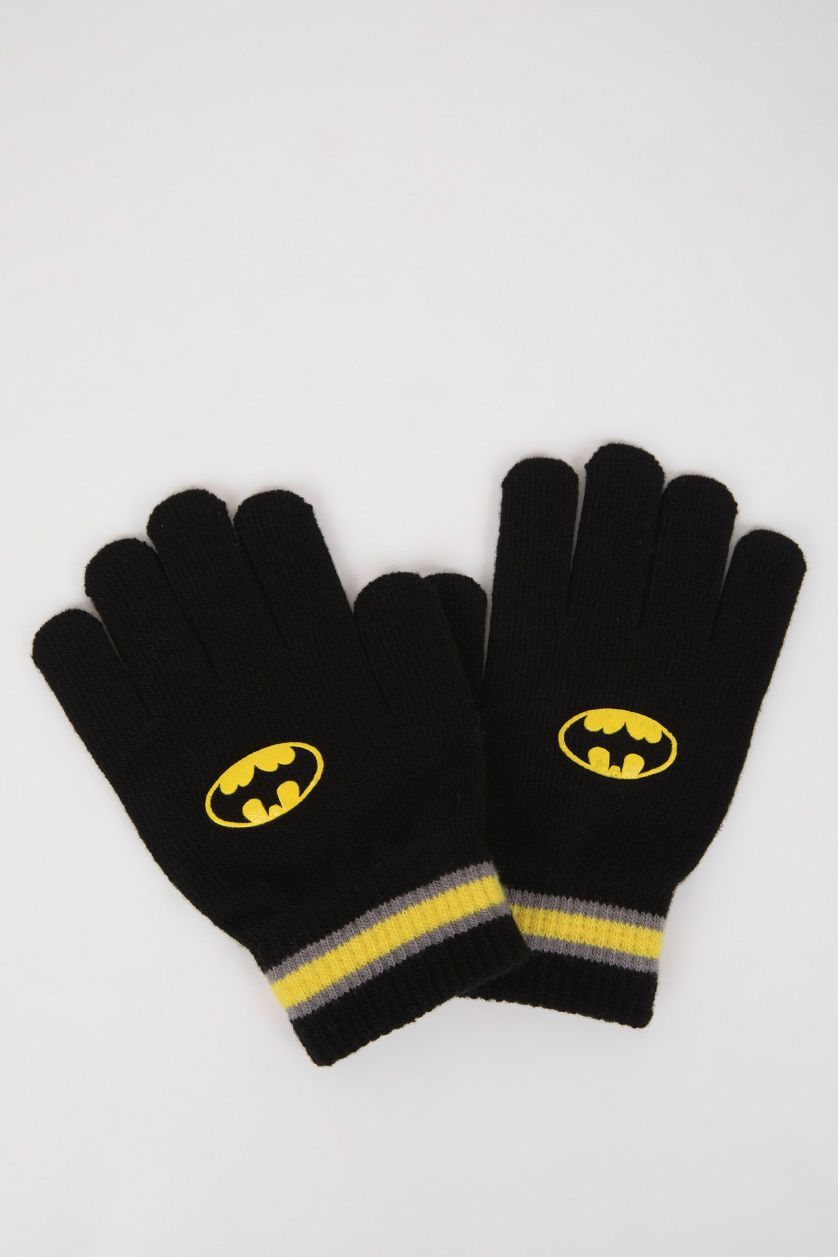 BOYS & TEENS Black Boy Batman Licence Gloves