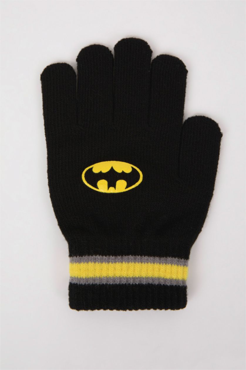 BOYS & TEENS Black Boy Batman Licence Gloves