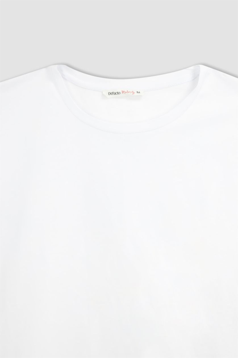 WOMAN White Pregnant Regular Fit Crew Neck Sleeveless T-Shirt