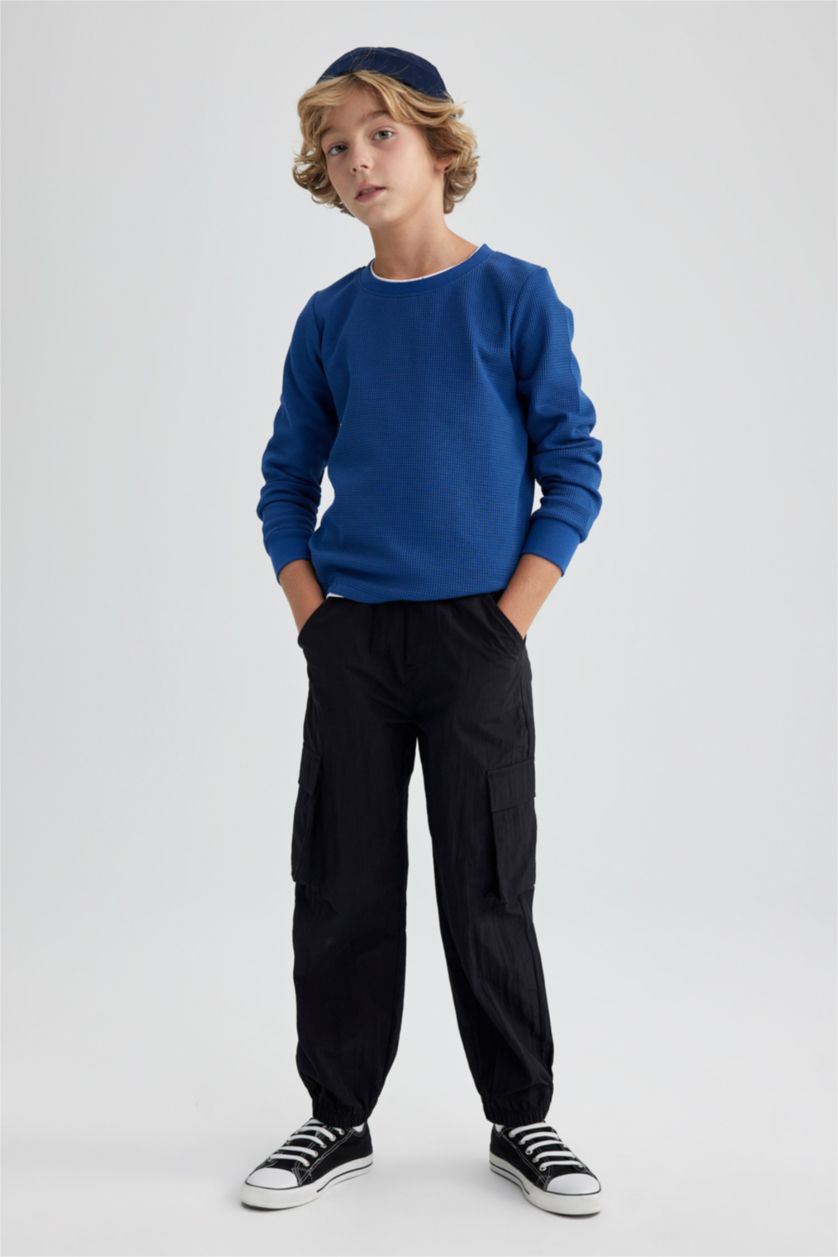 Мальчики и подростки Голубрй Футболка стандартного кроя с длииным рукавом для мальчиков