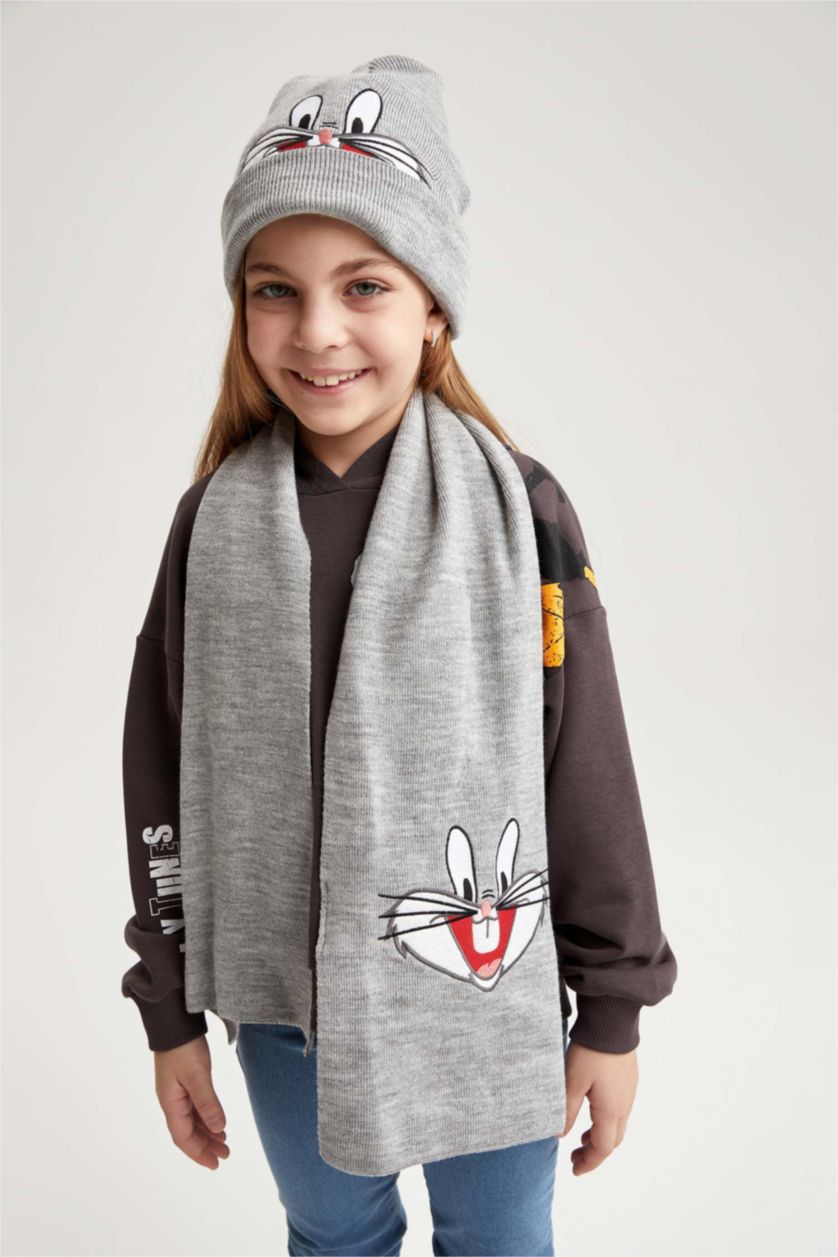 Девочки и подростки Светло-серый Шапка и шарф Looney Tunes для девочек