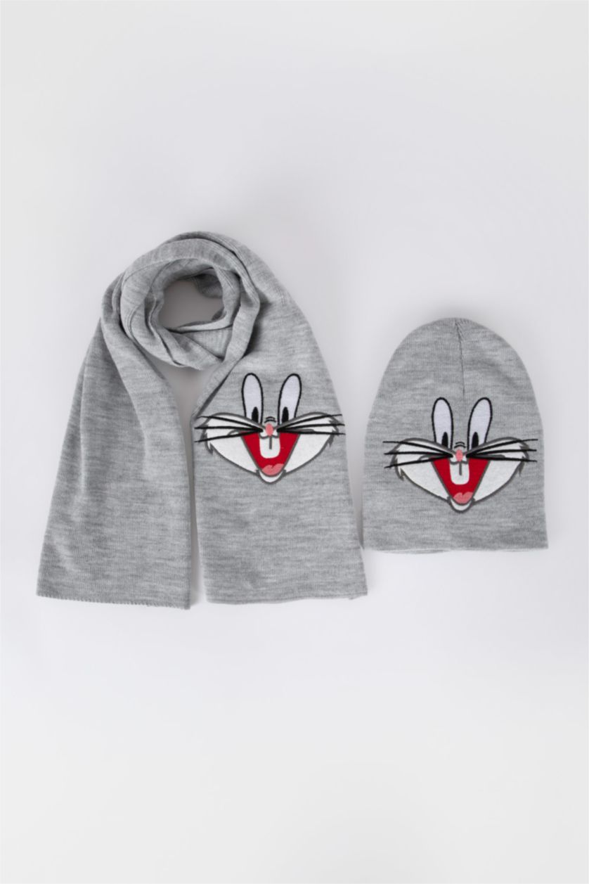Девочки и подростки Светло-серый Шапка и шарф Looney Tunes для девочек