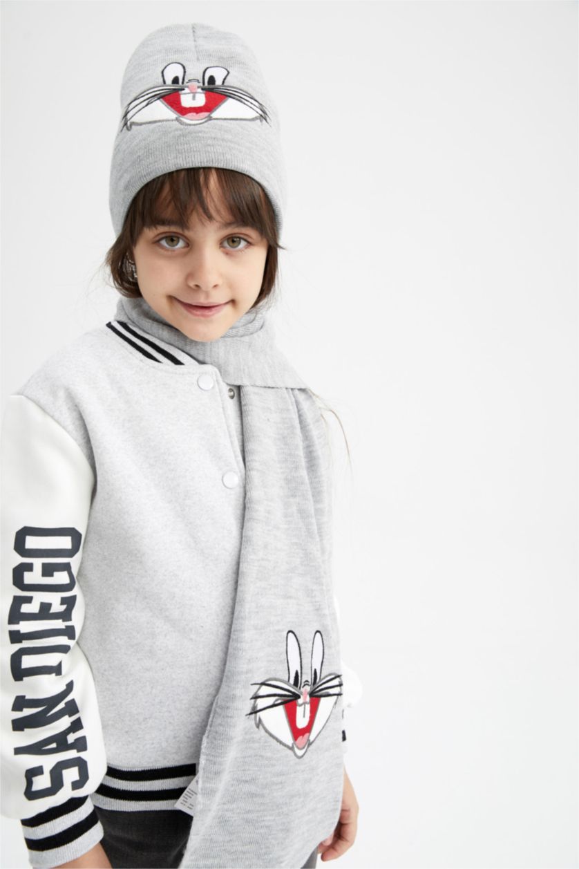 Девочки и подростки Светло-серый Шапка и шарф Looney Tunes для девочек