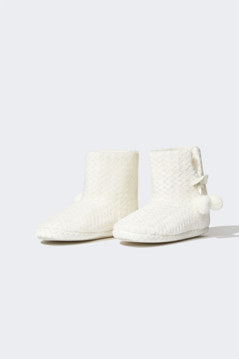 نساء بيج فاتح شبشب منزلي نسائي بكعب مسطح بدون أربطة شتوي Fall In Love من