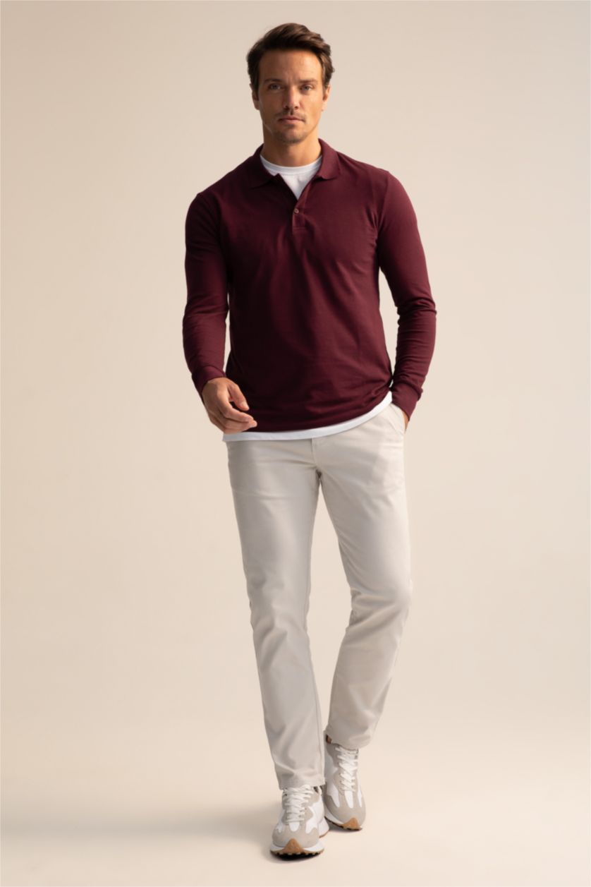 HOMME Bordeaux Polo Coupe slim raccourcie