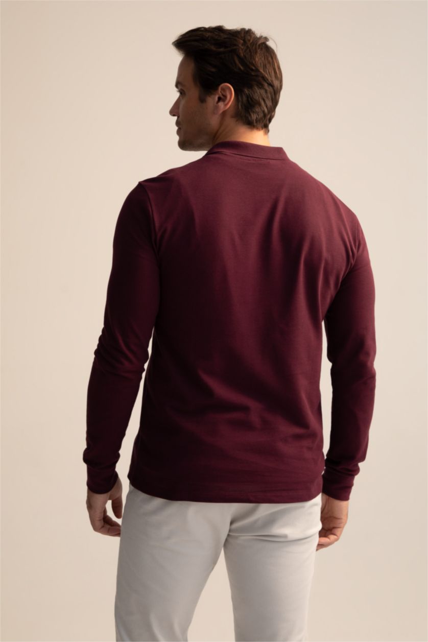 HOMME Bordeaux Polo Coupe slim raccourcie