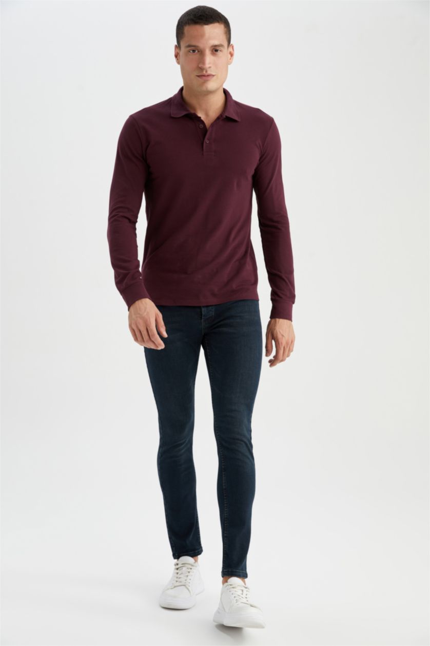 HOMME Bordeaux Polo Coupe slim raccourcie