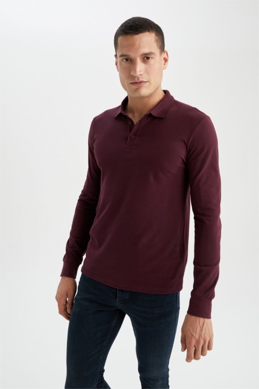 HOMME Bordeaux Polo Coupe slim raccourcie