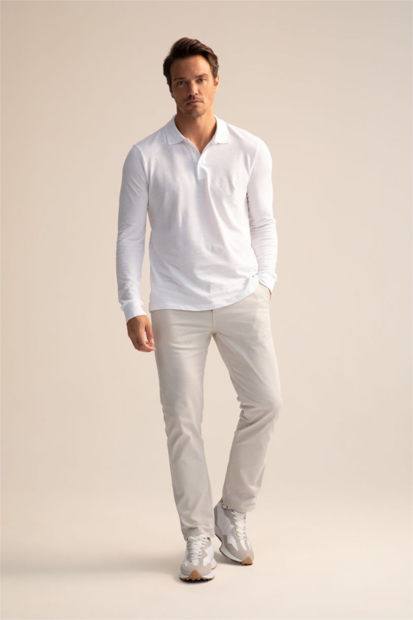 Мужчины Белый Футболка-поло приталенного кроя для мужчин