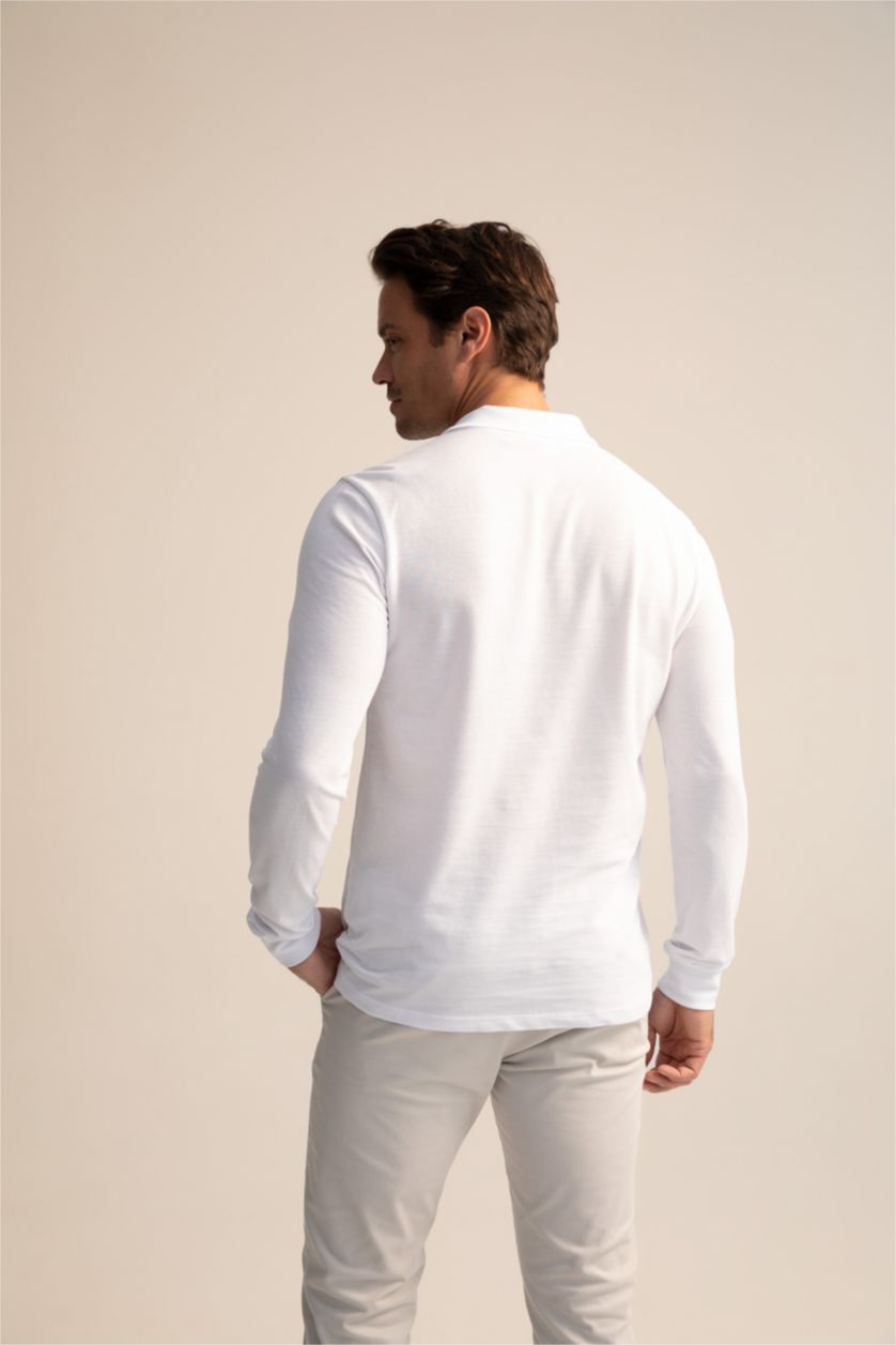 Мужчины Белый Футболка-поло приталенного кроя для мужчин