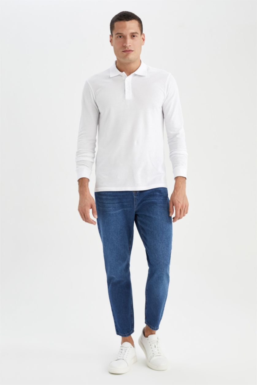 Мужчины Белый Футболка-поло приталенного кроя для мужчин