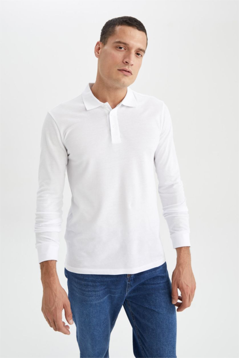 Мужчины Белый Футболка-поло приталенного кроя для мужчин