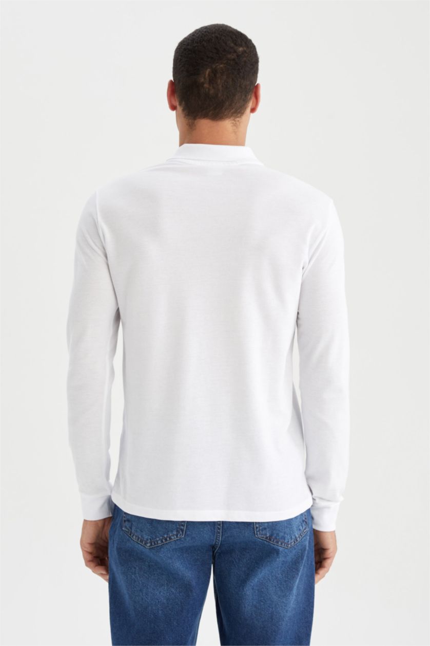 Мужчины Белый Футболка-поло приталенного кроя для мужчин