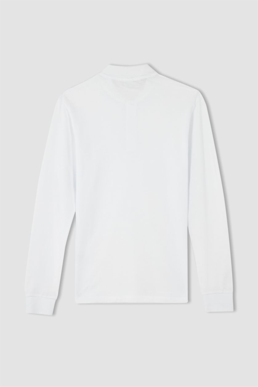 Мужчины Белый Футболка-поло приталенного кроя для мужчин