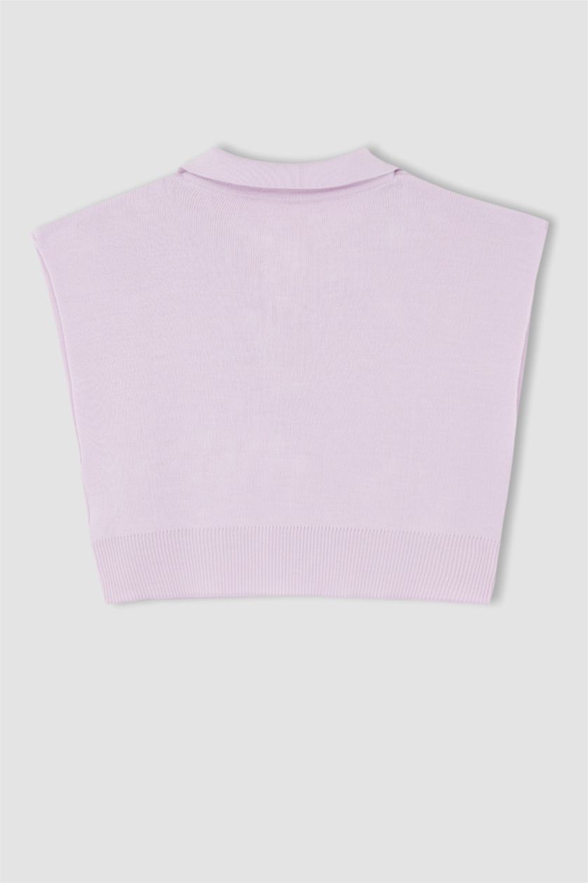 WOMAN Light Lilac Regular Fit Polo Collar Vest