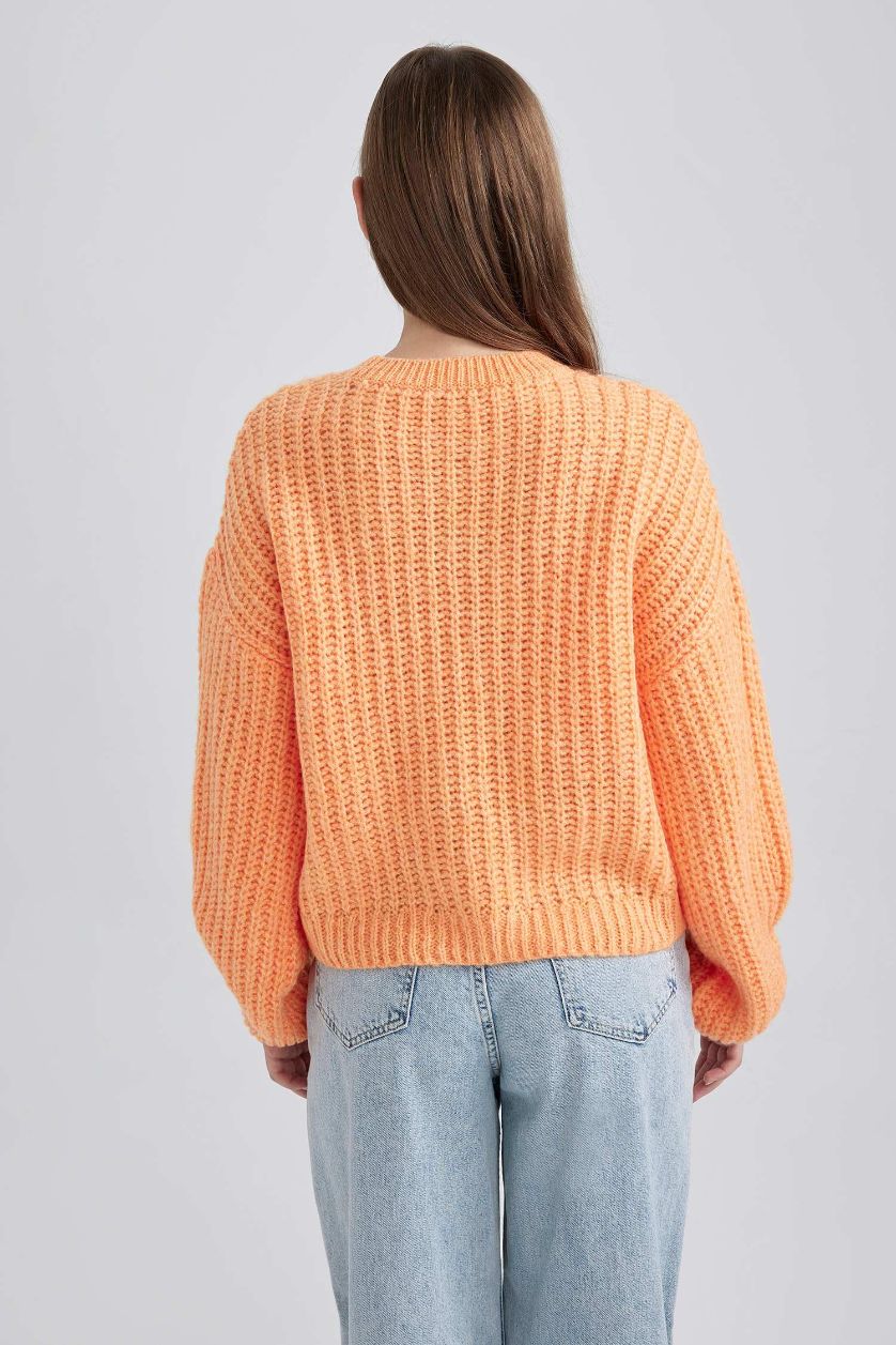 WOMAN Orange Oversize Fit Crew Neck Knitwear Pullover