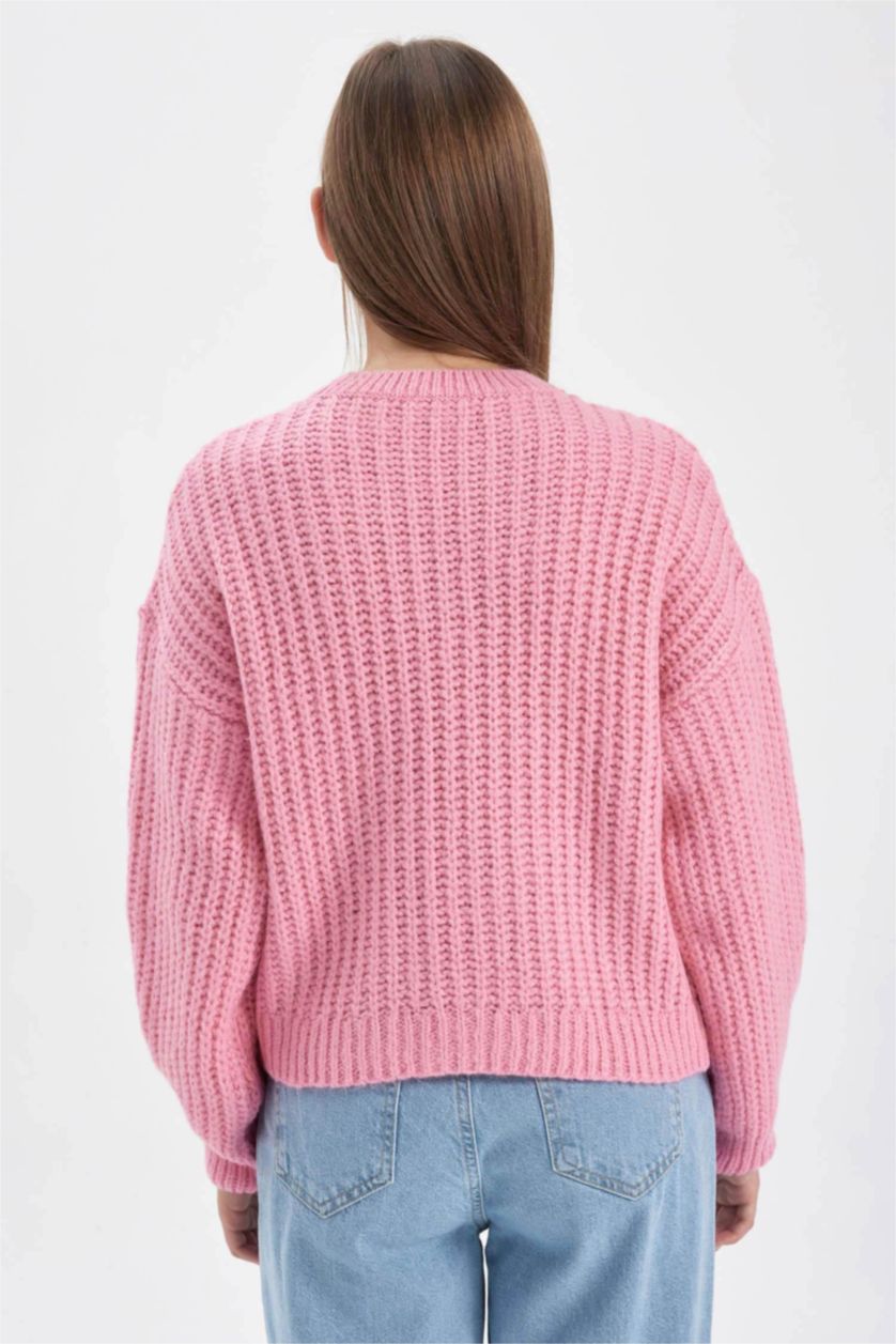 Женская Розовый Свитер оверсайз с круглым вырезом, Coool